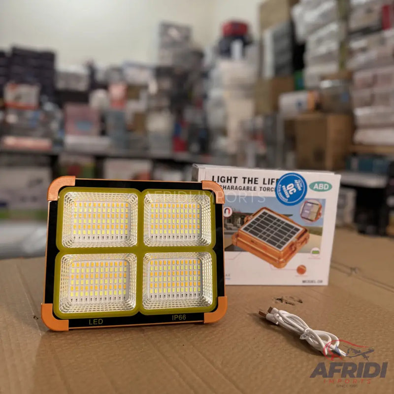 100W LED Flood Light with Solar Panel & Power Bank - Torch