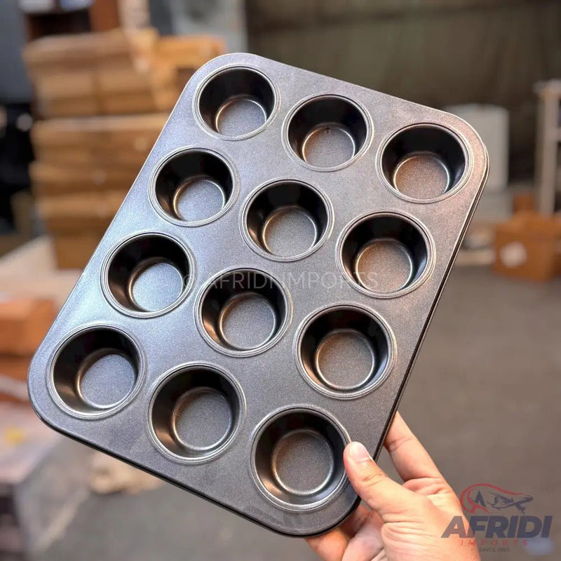 12 Cup Cake Non Stick Baking Tray (KK113) - Afridi Imports