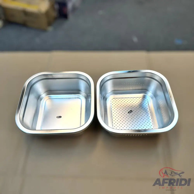2 Piece Stainless Steel Food Basin - Afridi Imports