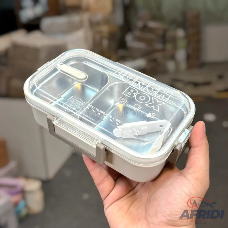 700ml 304 Stainless Steel Lunch Box - Brown Clips (LF2 - A) - Afridi Imports