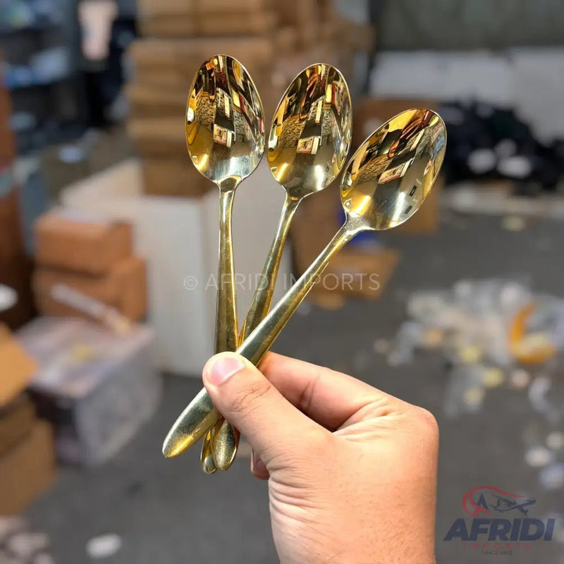 AYD 6 Piece Open Golden Spoon - Plain - Afridi Imports