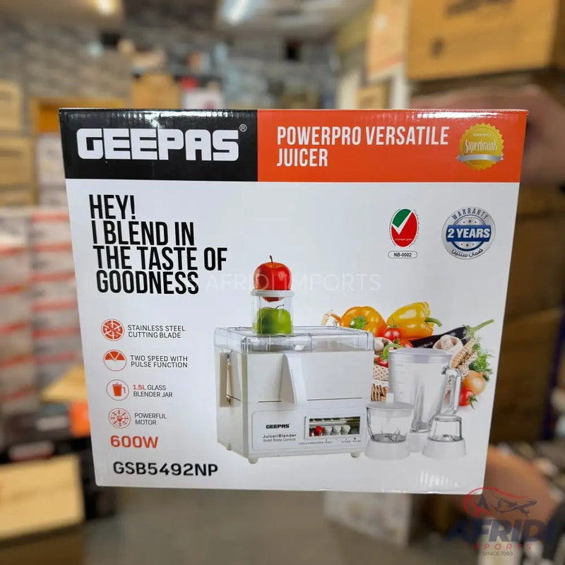 Geepas Powerful Versatile Juicer || Original Product + 2 - Year Local Warranty - Afridi Imports