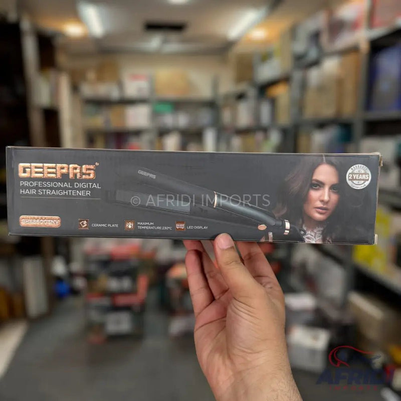 Geepas Professional Slim Digital Hair Straightener || Original Product + 2 - Year Local Warranty - Afridi Imports
