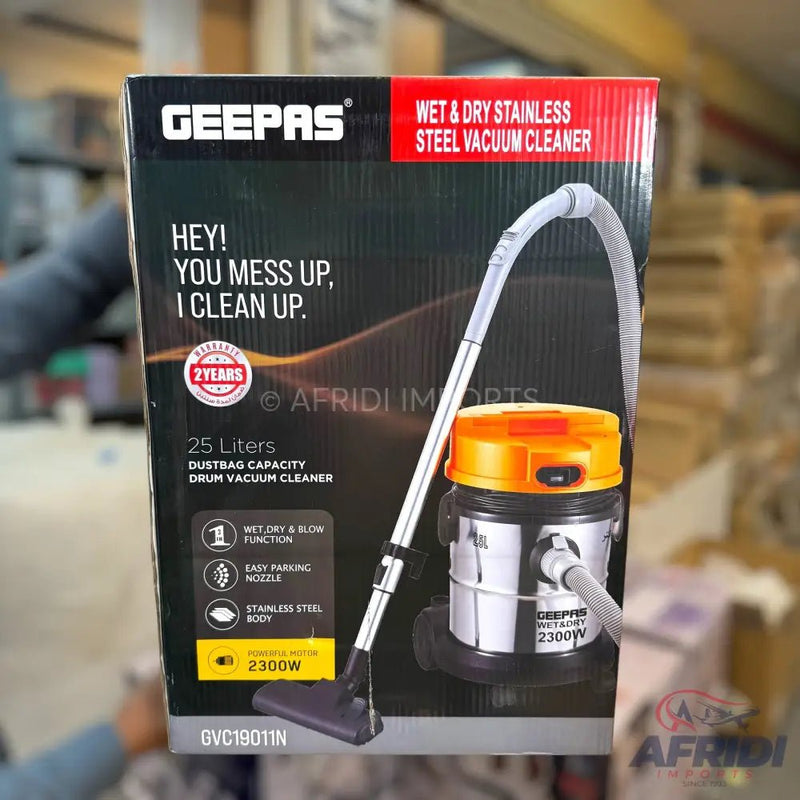 Geepas Vet & Dry 25L Vacuum Cleaner - 2 Year Warranty - Afridi Imports