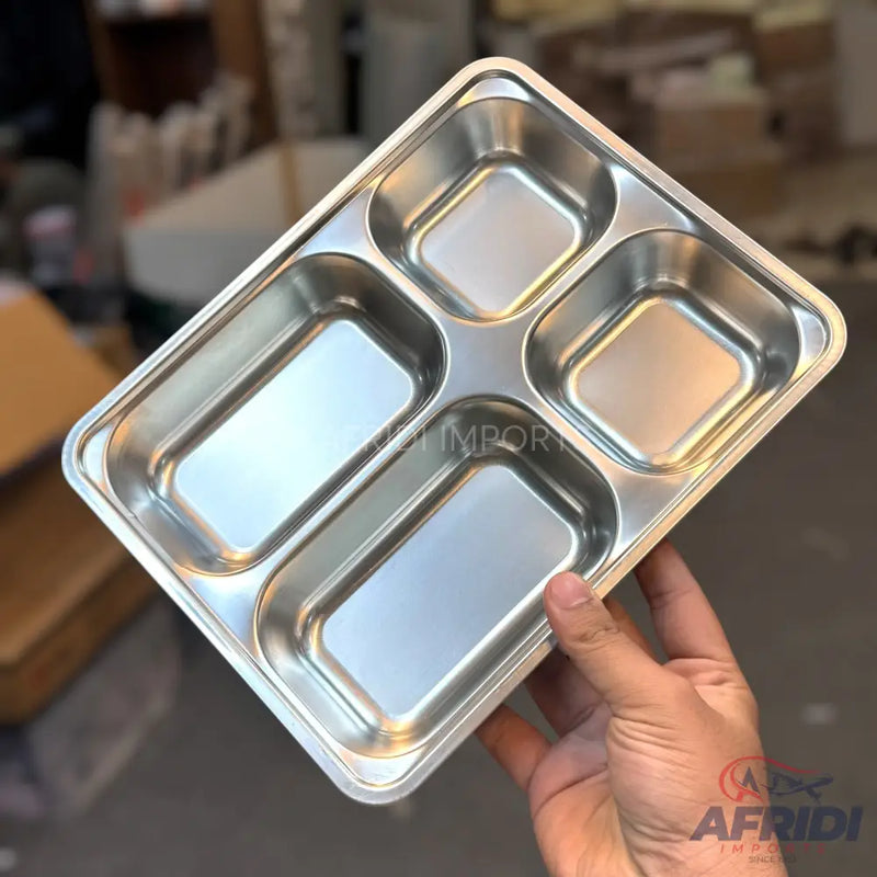 Korean Style Stainless Steel Lunch Tray - 4 Sections (RWP)93 - Afridi Imports
