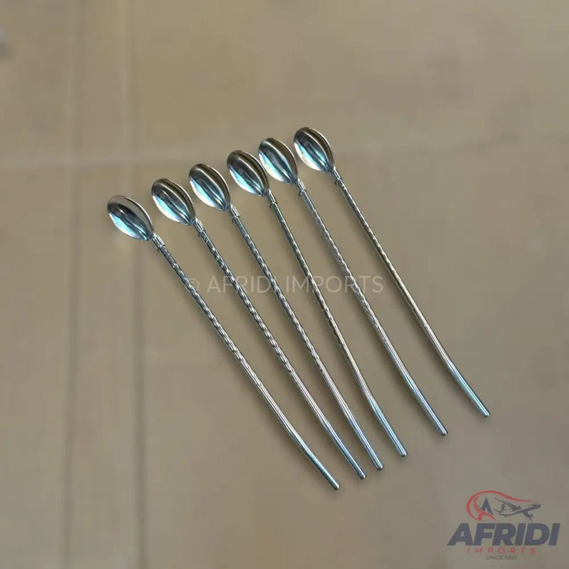 Silver Spoon Straw Set - 6 pieces - Afridi Imports