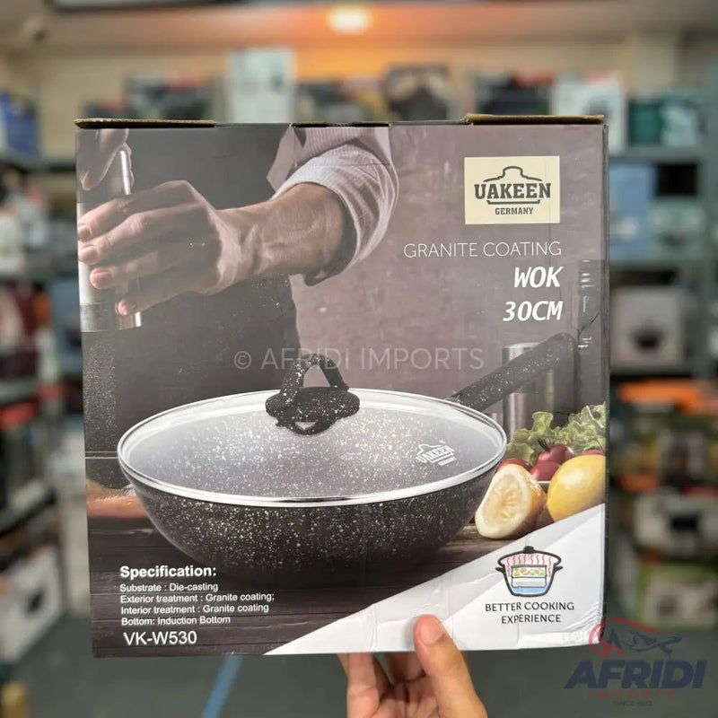 Uakeen 30CM Granite Coated Wok - German Lot - Afridi Imports