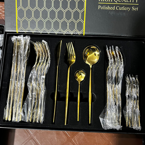 24 Piece Luxury Stainless Steel Cutlery Set - High Quality Lot Import