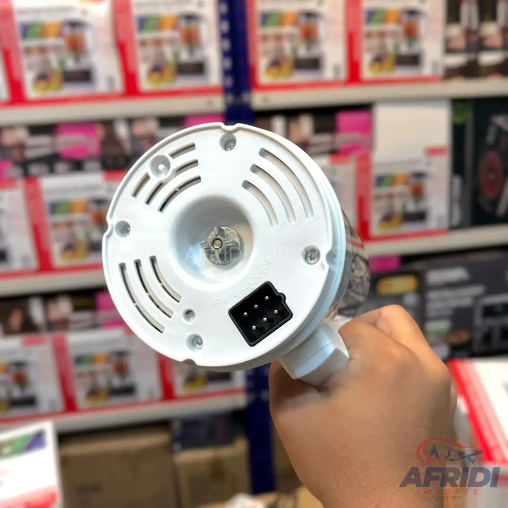 The base of a white blender or hand mixer with a six-pin connector.