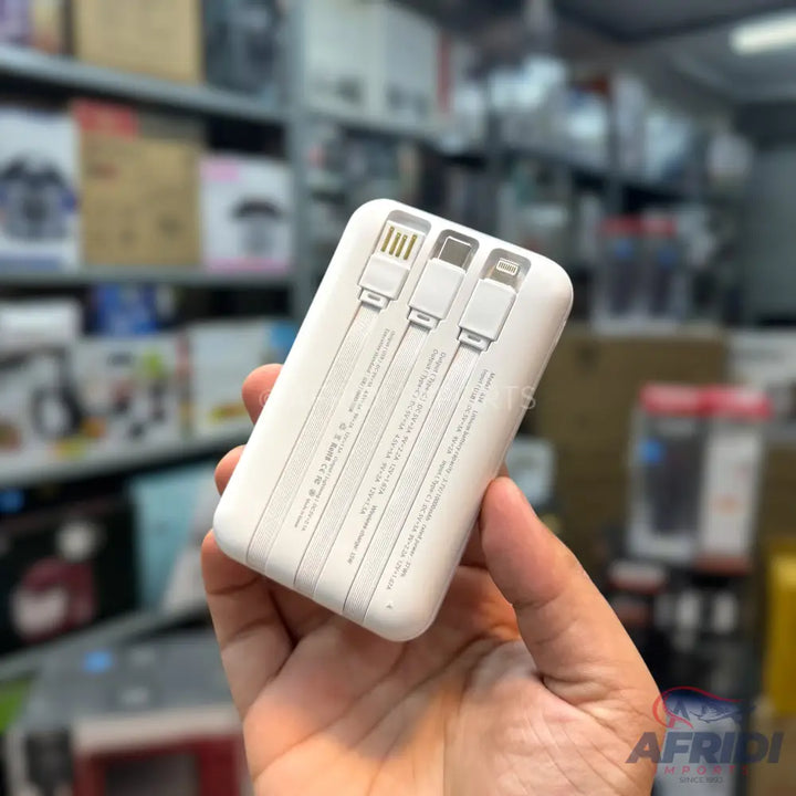 White 3-in-1 USB charging cable with USB-A, USB-C, and Lightning connectors.