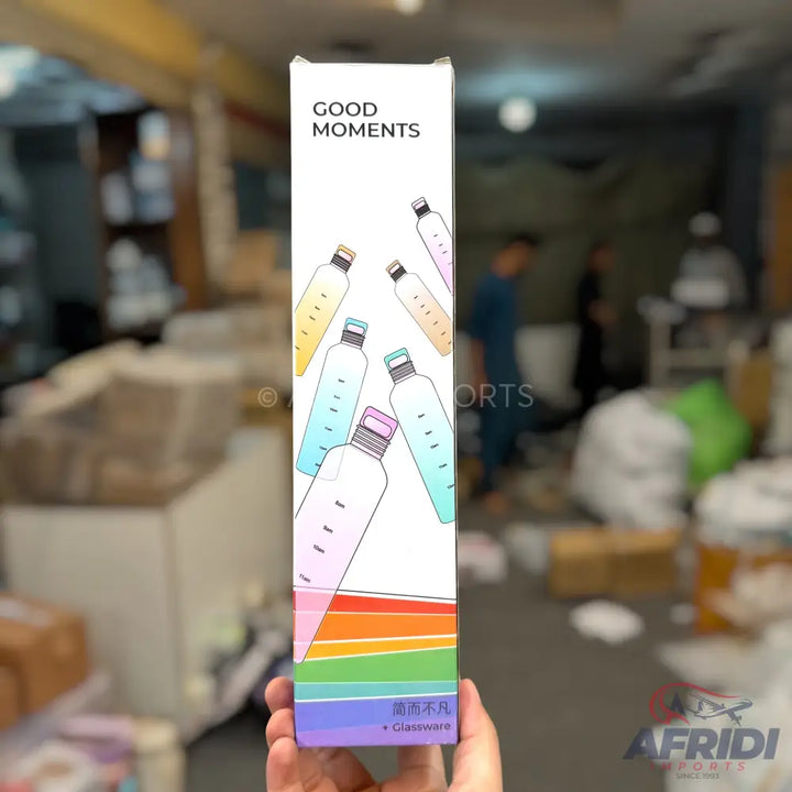 Good Moments - 1000ml Glass Water Bottle - Green (RW77)