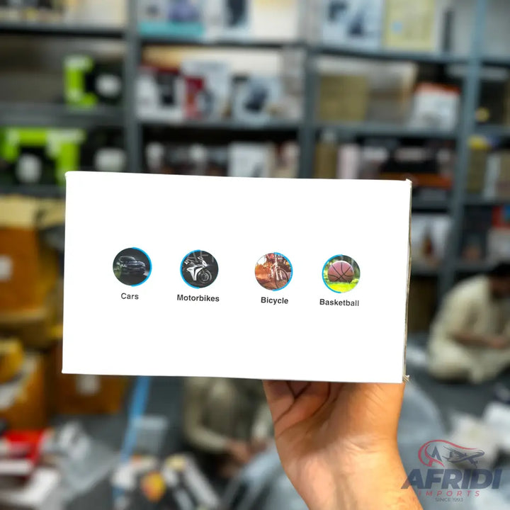A white box displaying icons and labels for ’Cars,’ ’Motorbikes,’ ’Bicycle,’ and ’Basketball,’ suggesting its use for various vehicles and sports equipment.