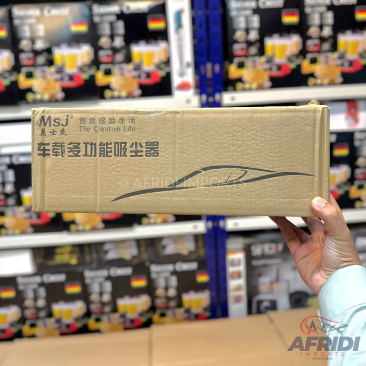 Cardboard box for a car vacuum cleaner.