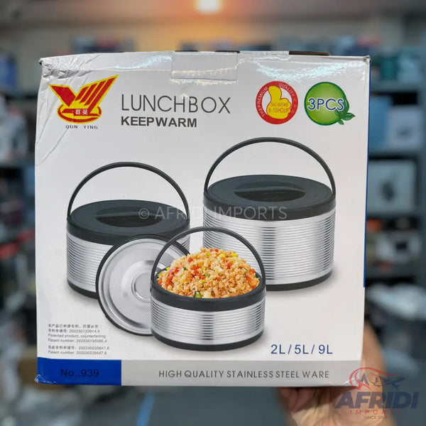 2 5 & 9L Insulated 3 Piece Lunch Box Set
