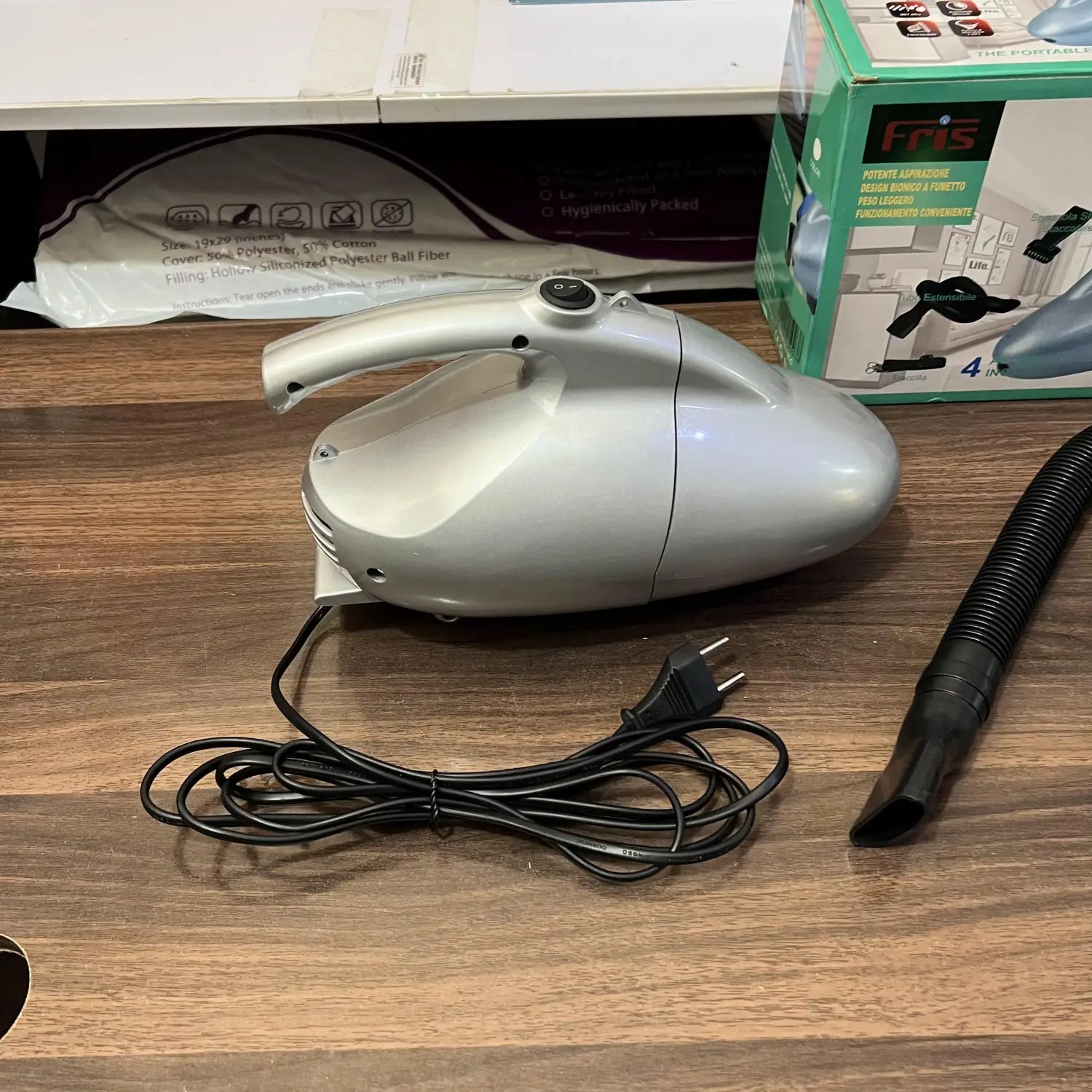 Silver handheld vacuum cleaner with cord and hose attachment for Lot Imported Fris Vacuum Cleaner