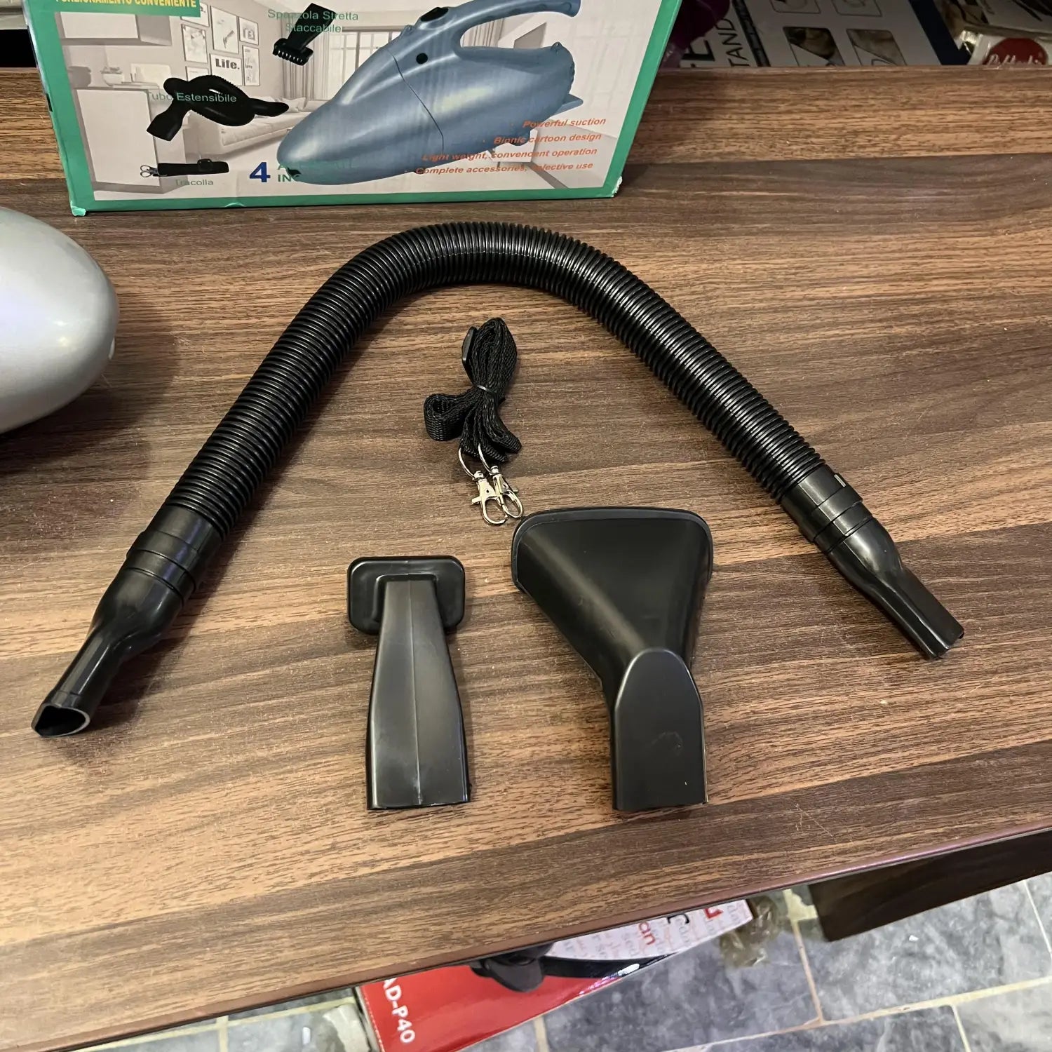 Silver handheld vacuum cleaner with hose and attachments for Lot Imported Fris Vacuum Cleaner