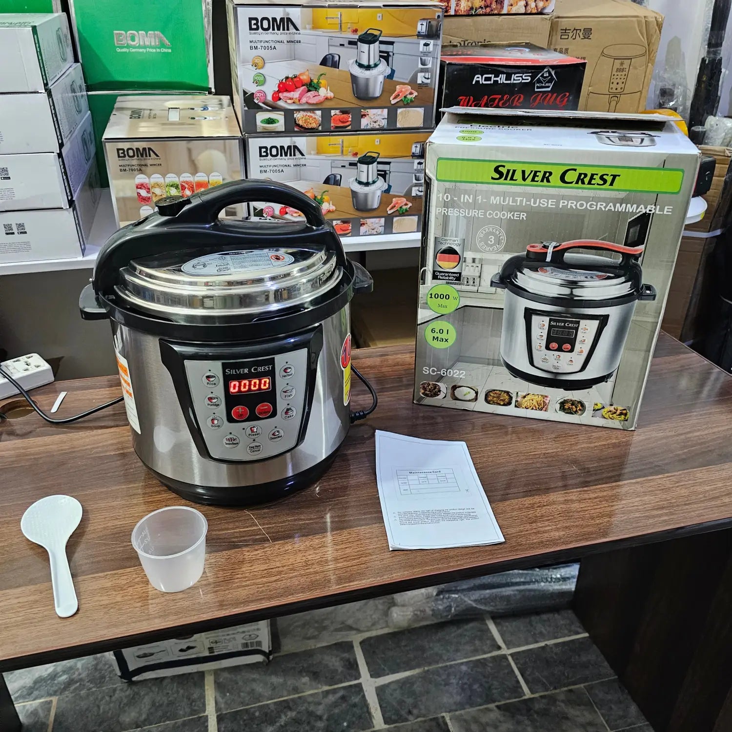 German Lot Imported Silver Crest Pressure Cooker with digital display and multiple functions