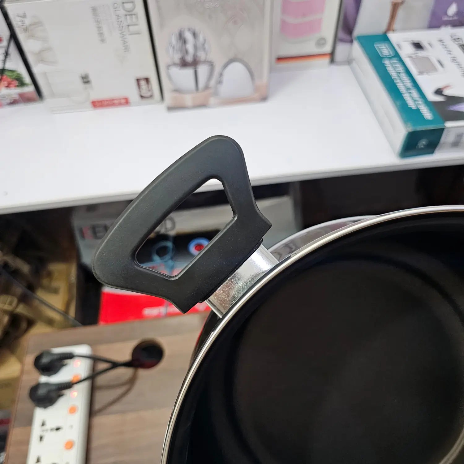 Black non-stick cookware set with casserole size handle in German Lot Imported Megafesa set