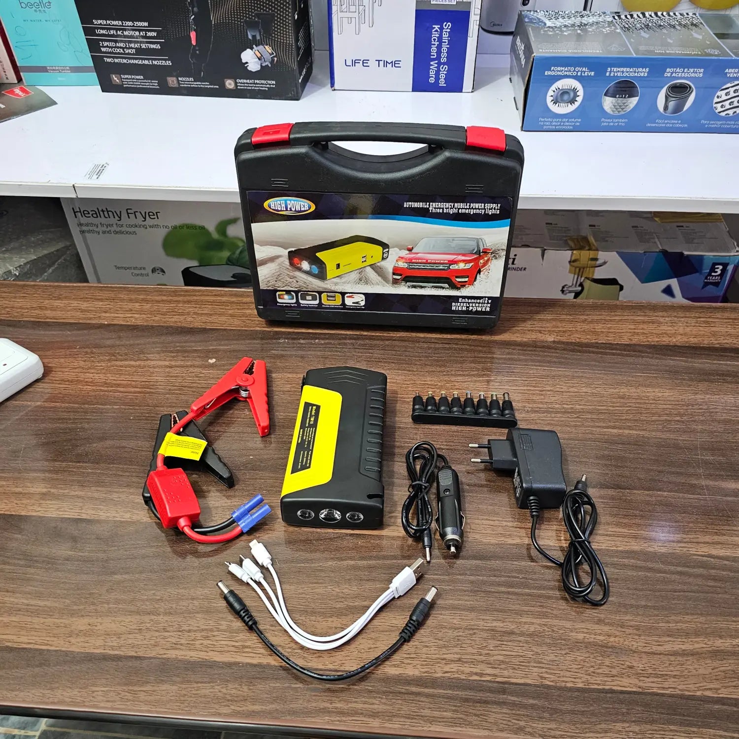 Imported Multifunctional Car Jump Starter Power Bank with Charging Cables and Accessories