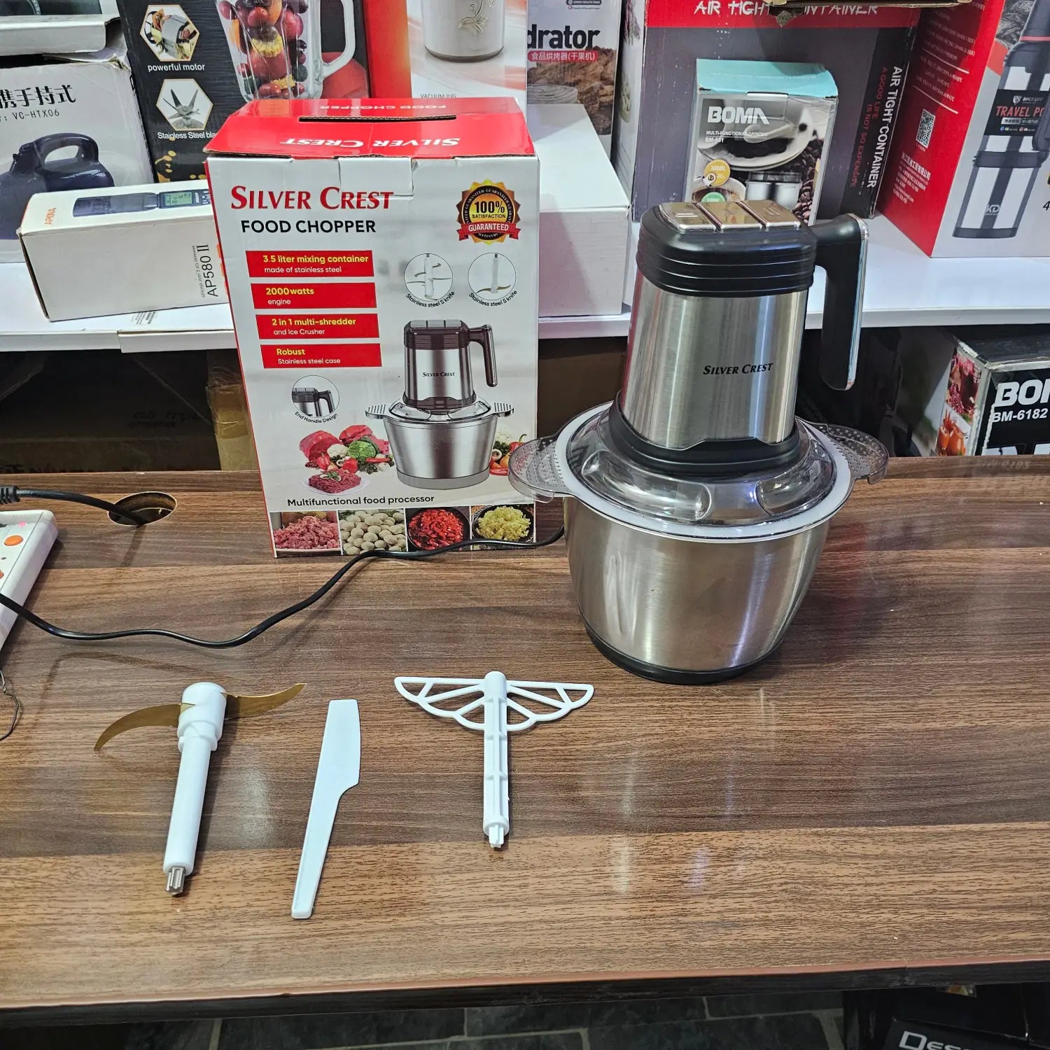 German Lot Imported Silver Crest Food Chopper with stainless steel bowl and attachments