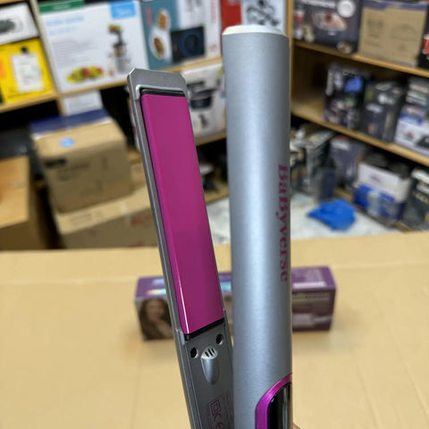 Gray and pink ceramic professional hair straightener from Lot Imported Babyverse for professional hair styling