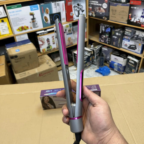 Gray and pink ceramic plates professional hair straightener for professional hair styling