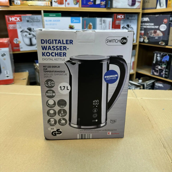 German Lot Imported Switchon 1.7L Electric Kettle with LED display in black