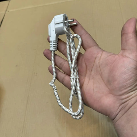 White two-pin power plug with braided cord for German Lot Imported Boma Heavy Dry Iron