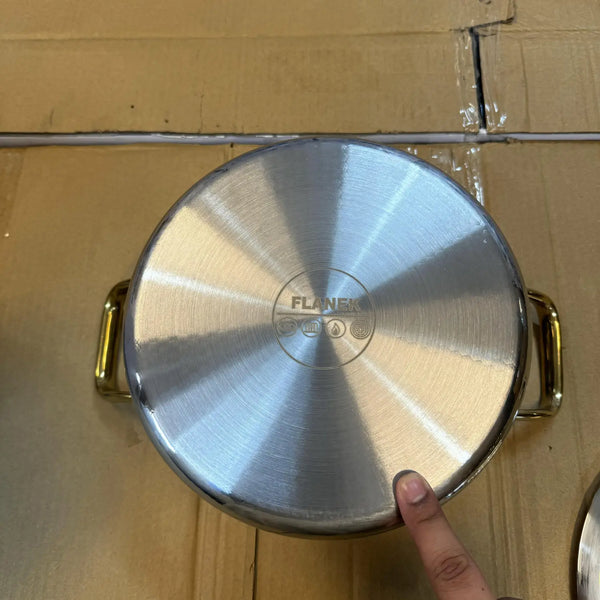 Stainless steel Flanek 5L Laser Crafted Casserole with gold handles and induction base