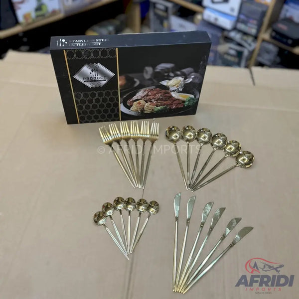 24 Piece Luxury Stainless Steel Cutlery Set High Quality Lot Import
