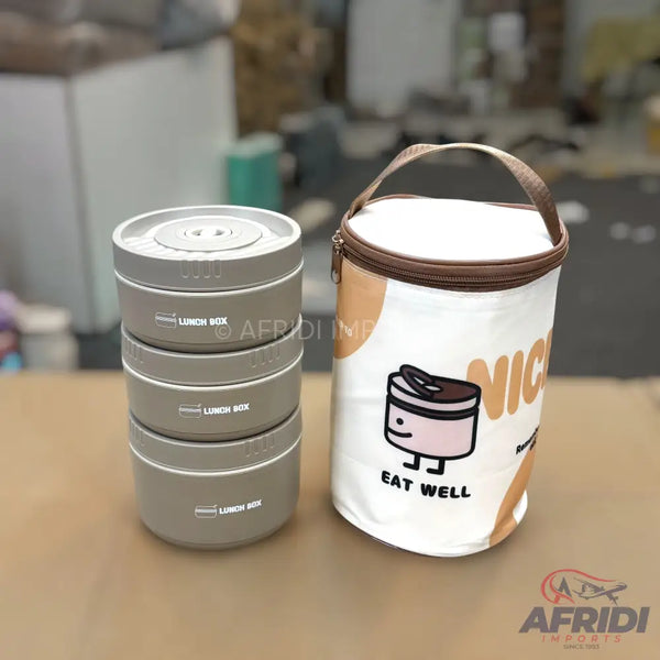 3-Containers Lunch Box with Thermal Pouch - Grey (LF11-A)