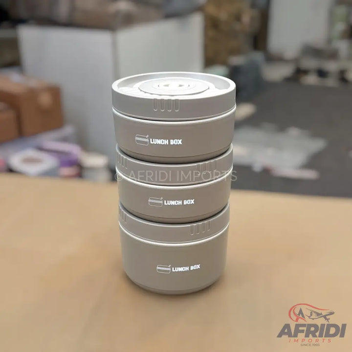 3-Containers Lunch Box with Thermal Pouch - Grey (LF11-A)