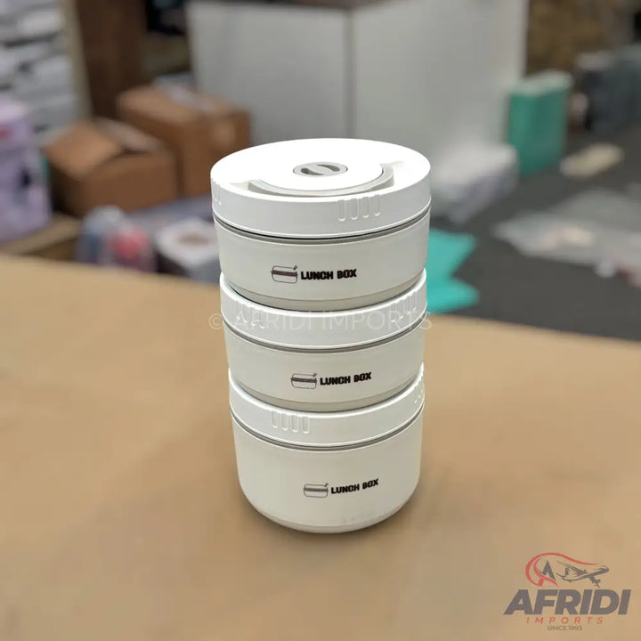 3-Containers Lunch Box with Thermal Pouch - White (LF11-B)