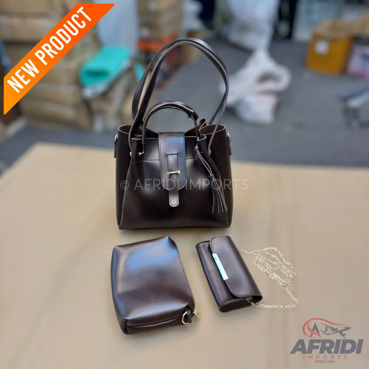 3 Piece Handbag Set - Brown