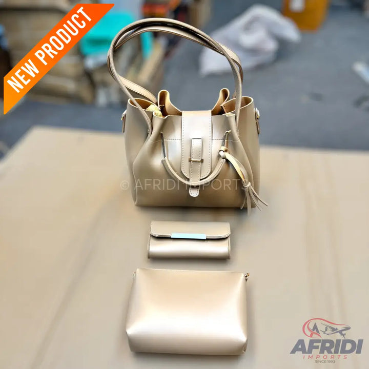 3 Piece Handbag Set - Cream