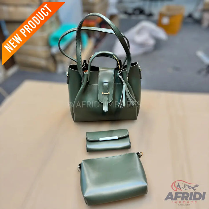3 Piece Handbag Set - Green