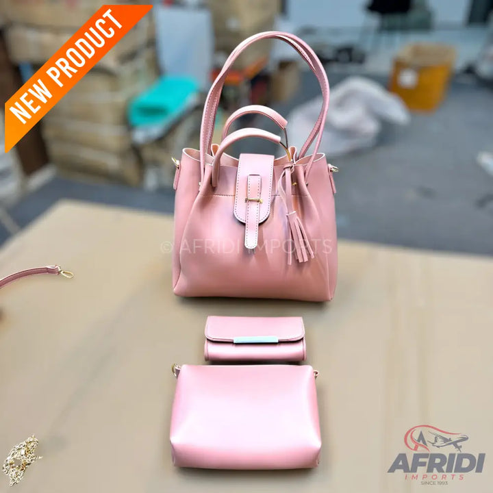 3 Piece Handbag Set - Pink