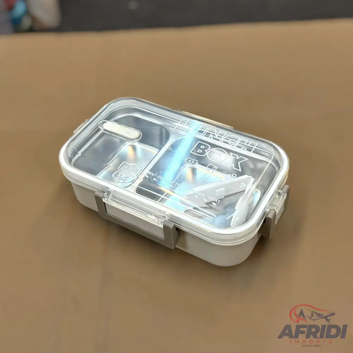 700ml 304 Stainless Steel Lunch Box - Brown Clips (LF2-A)