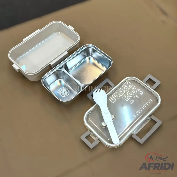 700ml 304 Stainless Steel Lunch Box - Brown Clips (LF2-A)