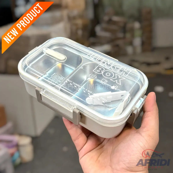 700ml 304 Stainless Steel Lunch Box - Brown Clips (LF2-A)