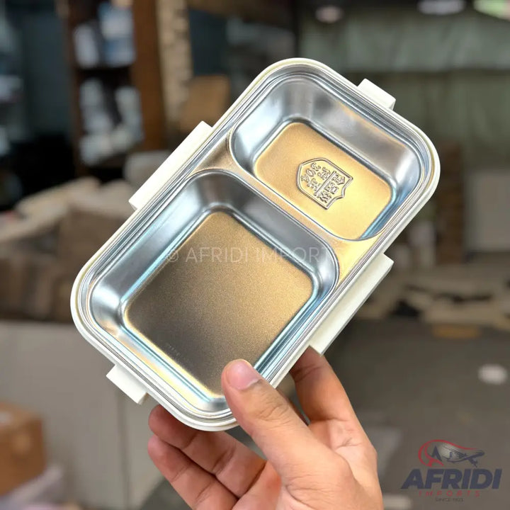 700ml 304 Stainless Steel Lunch Box - Cream Clips (LF2-B)