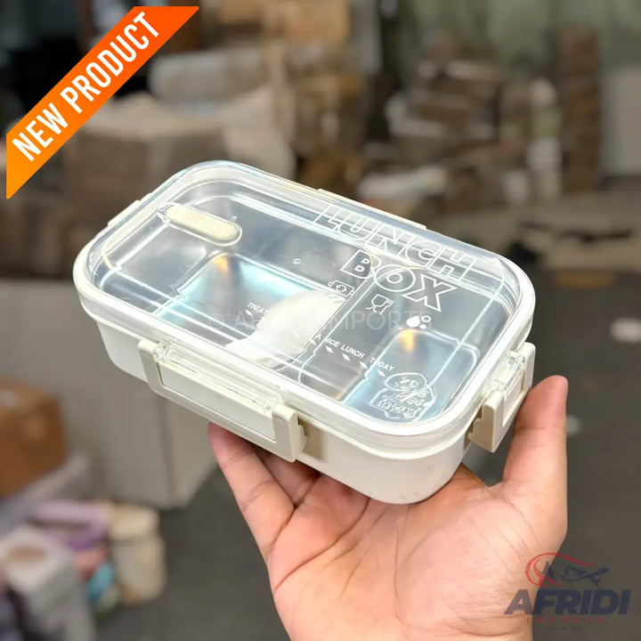 700ml 304 Stainless Steel Lunch Box - Cream Clips (LF2-B)