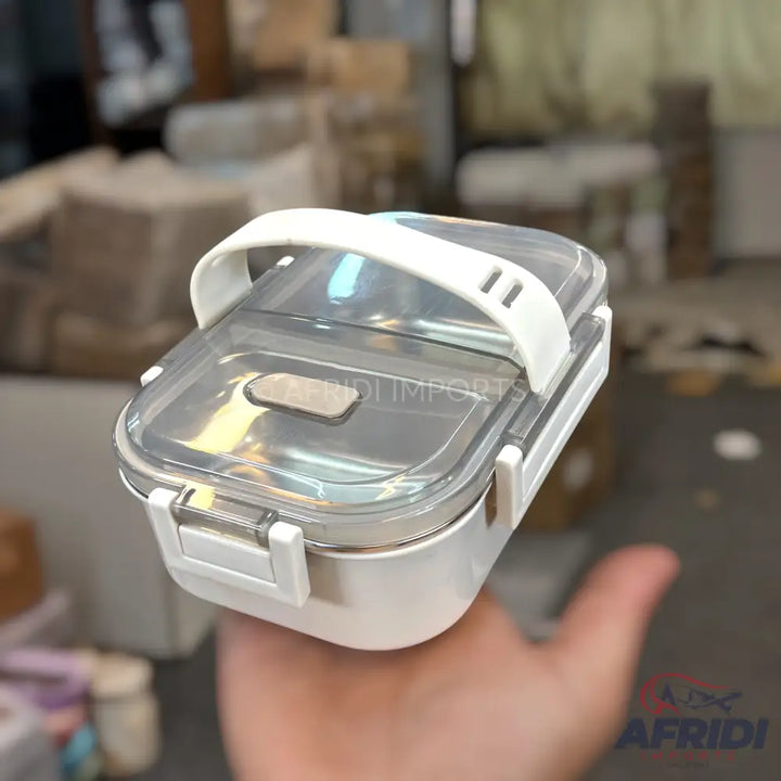 700ml Stainless Steel Grey Lunch Box - White Base (LF8-A)