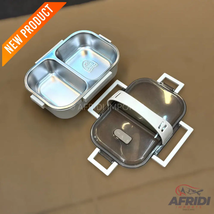 700ml Stainless Steel Grey Lunch Box - White Base (LF8-A)