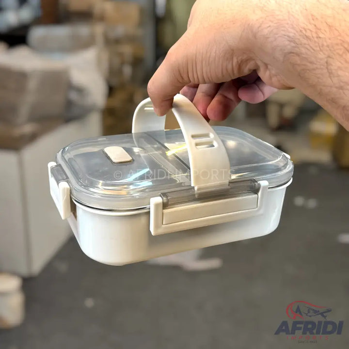 700ml Stainless Steel Grey Lunch Box - White Base (LF8-A)