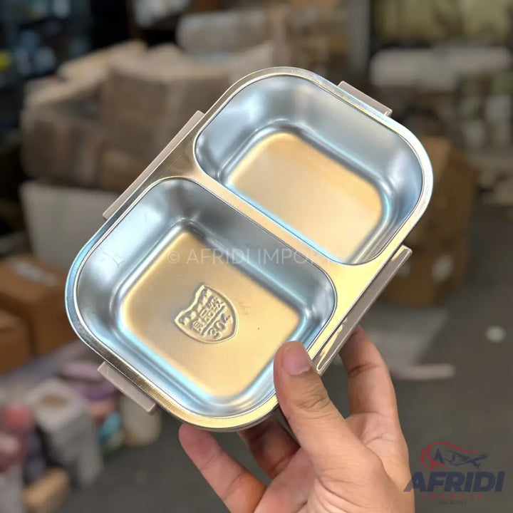 700ml Stainless Steel Grey Lunch Box - White Base (LF8-A)