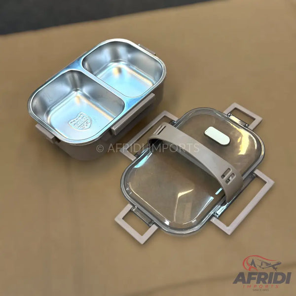 700ml Stainless Steel White Lunch Box - Brown Base (LF8-B)