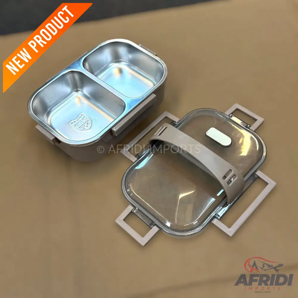 700ml Stainless Steel White Lunch Box - Brown Base (LF8-B)