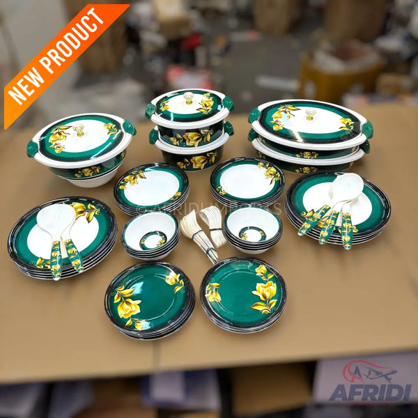 74 Pieces (8-person) Melamine Dinnerware Set - Double Insulated Donga and Tray - G08