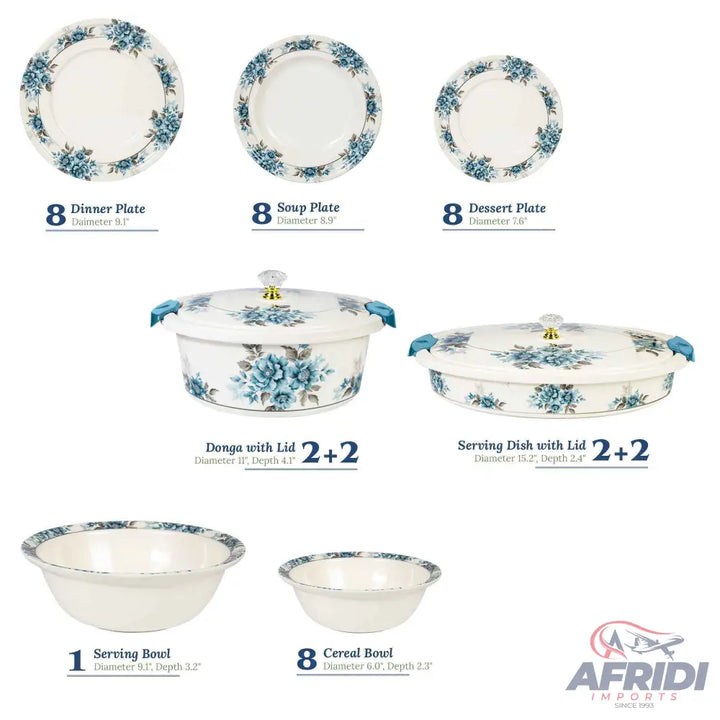 74 Pieces (8-person) Melamine Dinnerware Set - Double Insulated Donga and Tray - G04